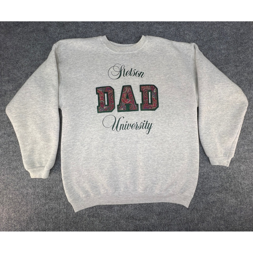 Stetson University Sweatshirt Women XL Gray Good Dad Paisley Appliqué Vintage